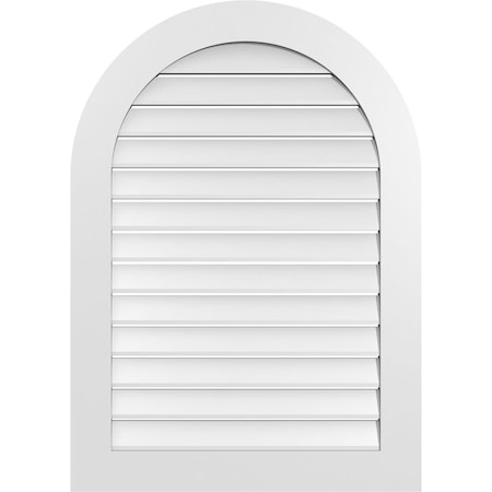 Ekena Millwork Round Top Surface Mount PVC Gable Vent: Functional, w/ 3-1/2"W x 1"P Standard Frame, 30"W x 42"H GVPRT30X4201SF